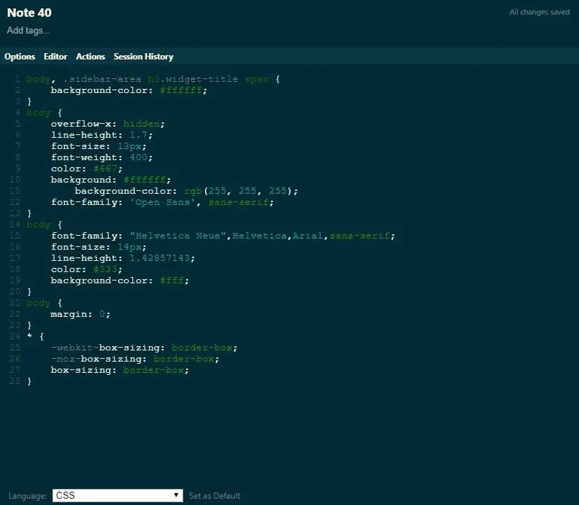 Standard Notes code editor